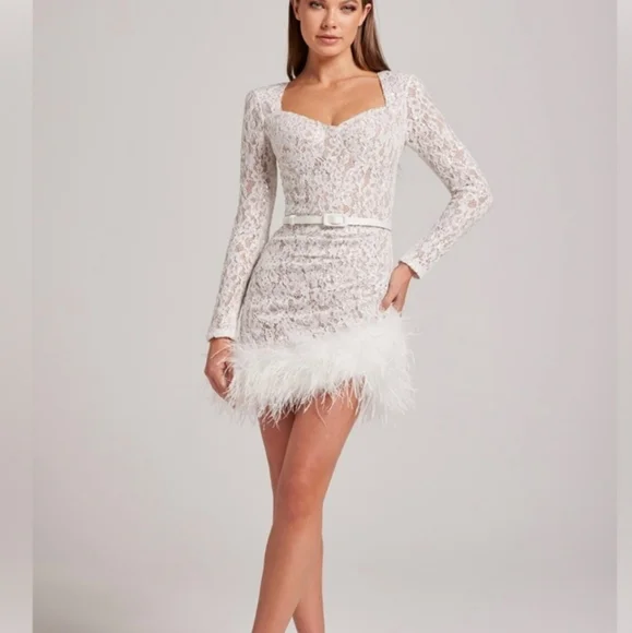 Nadine Merabi Carly Dress size XS Lace White Sequins Long Sleeve Bride - Picture 11 of 11